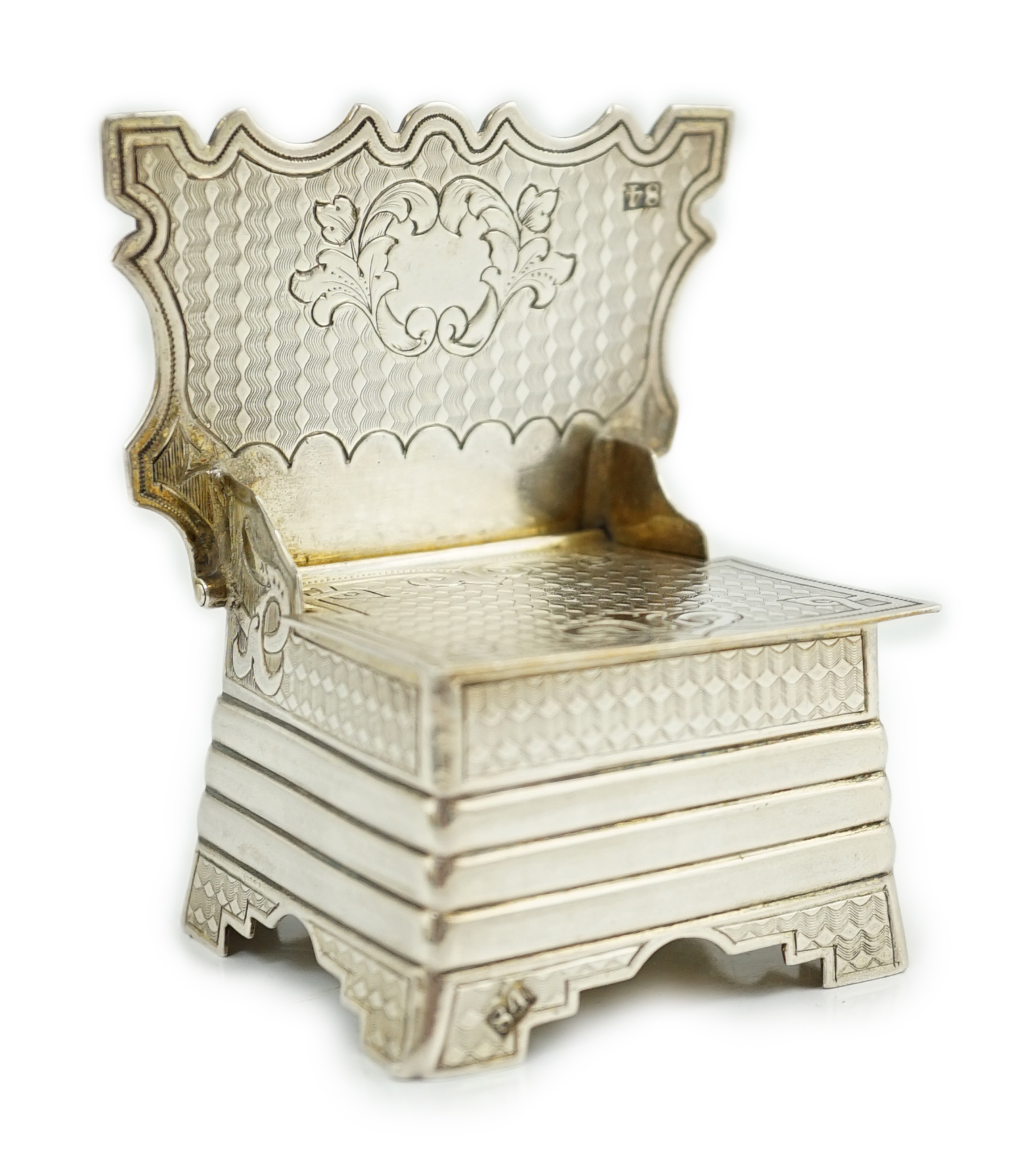 A late 19th century Russian 84 zolotnik silver miniature throne salt